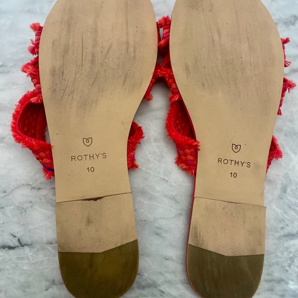 Rothy’s Bright Red Fringe Slip-On Sandals – Women’s Size 10 - Picture 2 of 3